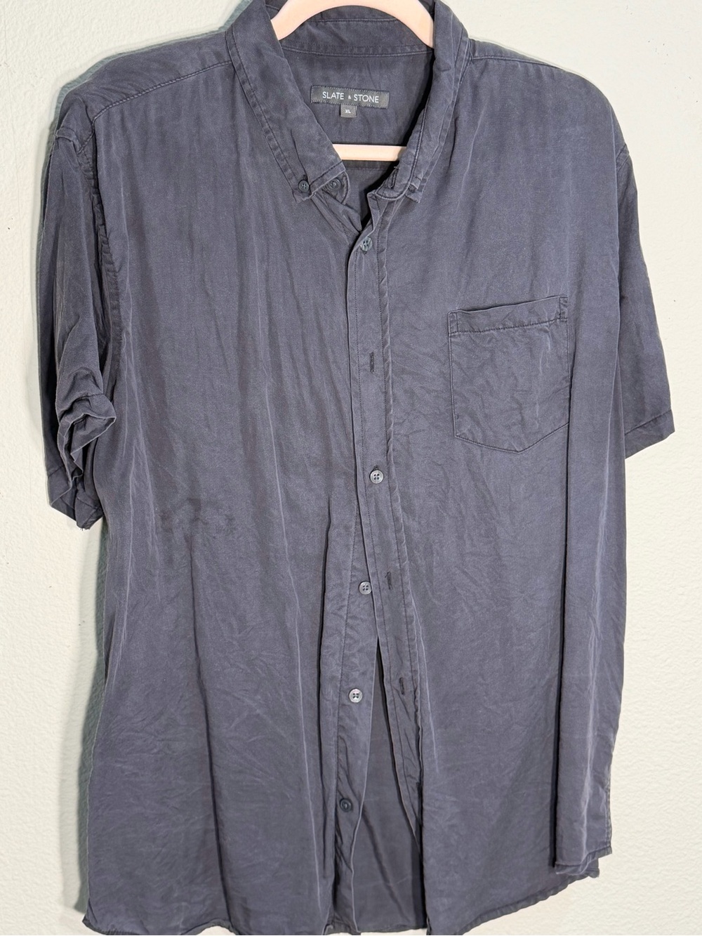 Slate & Stone Men's Short-Sleeve Button-Down Shirt - Charcoal Gray